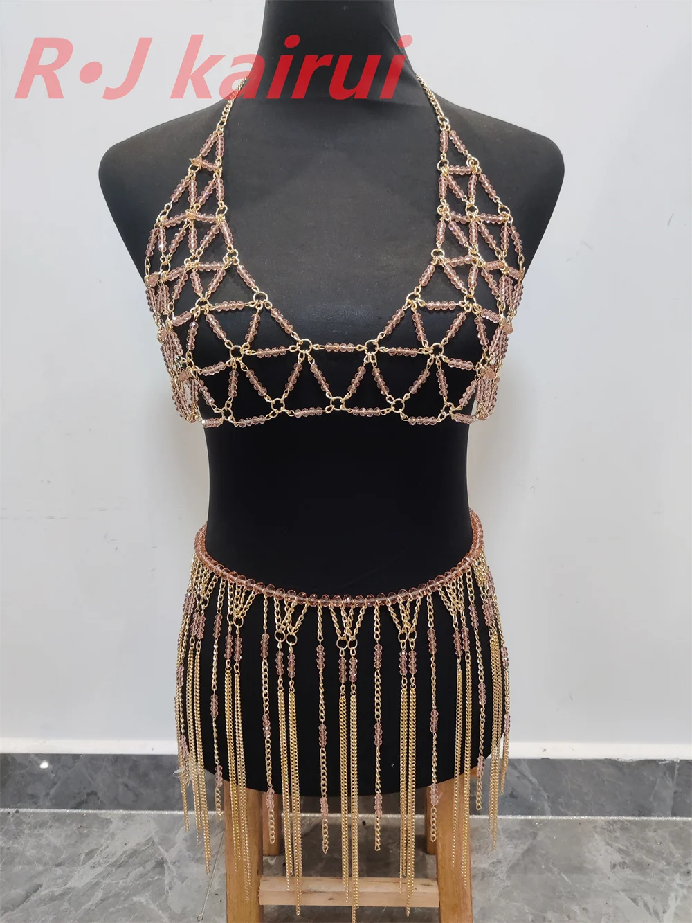 Модная сексуальная металлическая цепочка для тела на шею хрустальные розовые