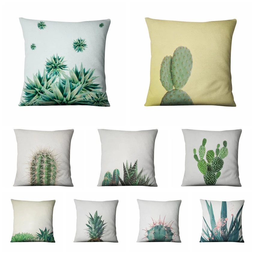 

Home Pillow Decoration Tropical Cactus Succulent Cushion Decorative Pillow Almofadas Decorativas Para Sofa Throw Pillow 45*45cm
