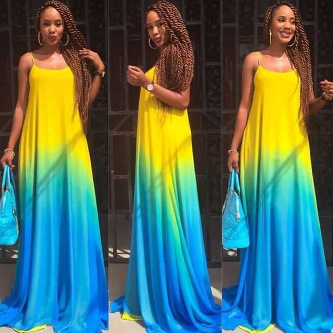 

Женское Повседневное платье макси, длинное платье с О-образным вырезом и открытой спиной в пляжном стиле