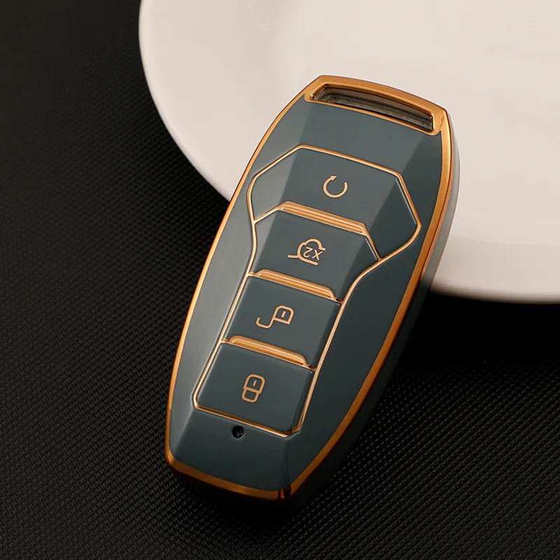 

Soft Car Key Cover Smart Remote Key Case For BYD Tang DM 2018 Key Bag Auto Accessories Keychain Keyring Key Covers