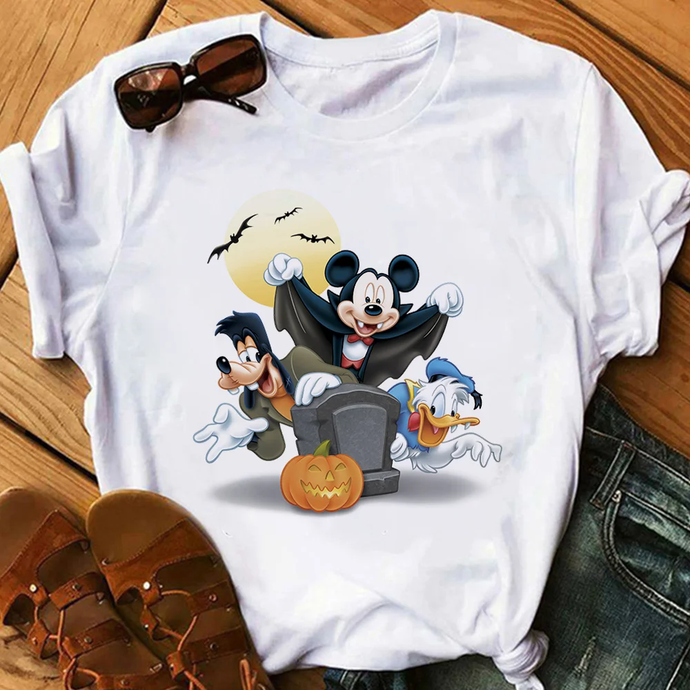 

Disney Halloween T-shirt Mickey Vampire Design Funny Women's Shirt Spain Fashion Trend Harajuku Style Streetwear Camiseta Mujer