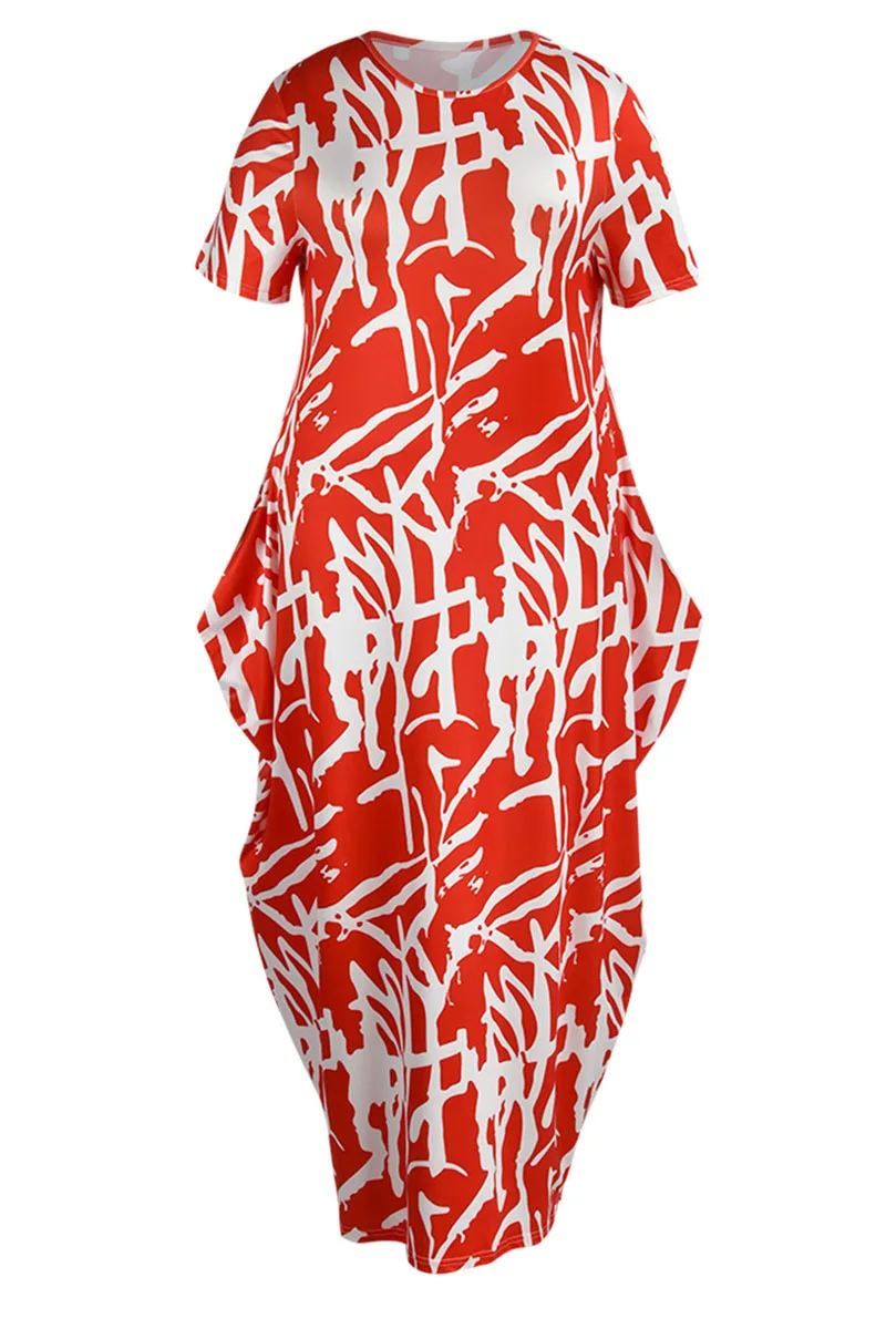 Plus Size Floral Dress Women Wide Print Pocket Elegant Cloth Lady Casual Long Robe 2023 Summer Trendy Evening Party New In Dress