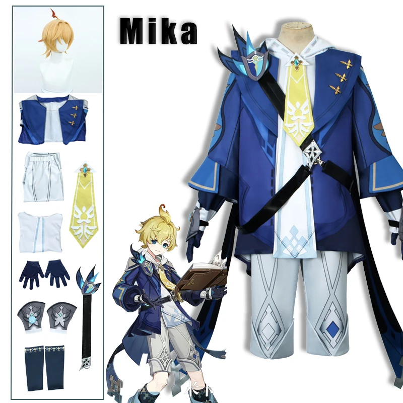 

Mika Cosplay Genshin Impact Costume Surveyor Genshin sexy costume Outfit Halloween Cute Boy Cosplay Suit Knapsack Uniform Wig