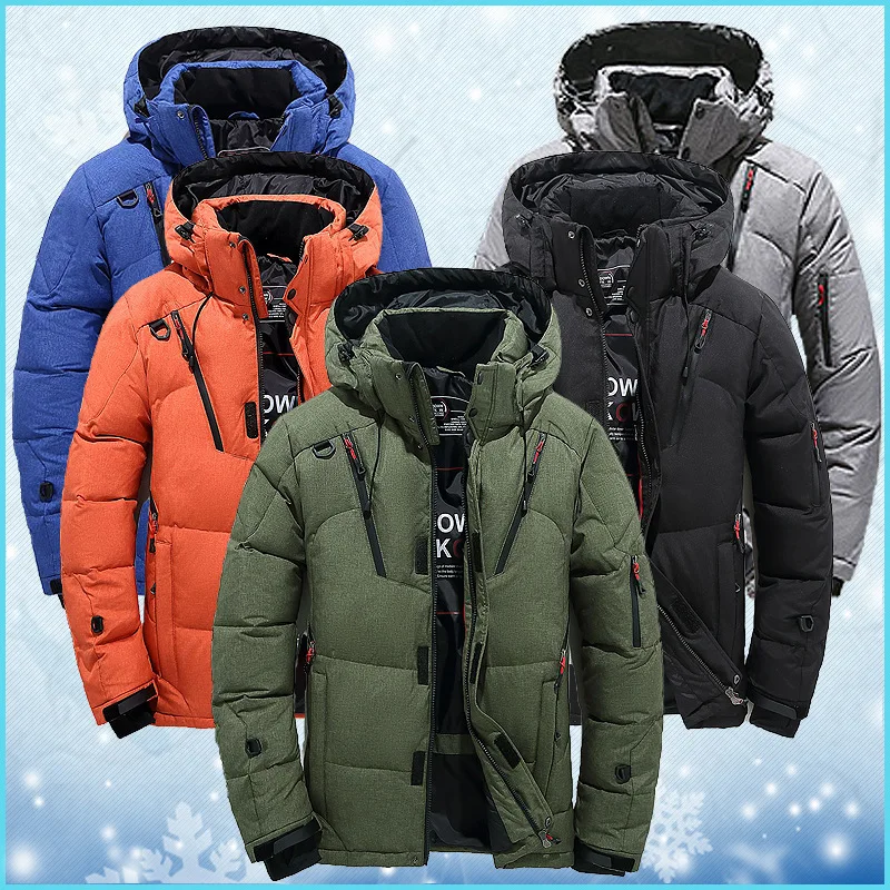 

ZOZOWANG brand men's winter coat casual hat detachable white duck down jacket for men warm windbreaker doudoune hiver homme