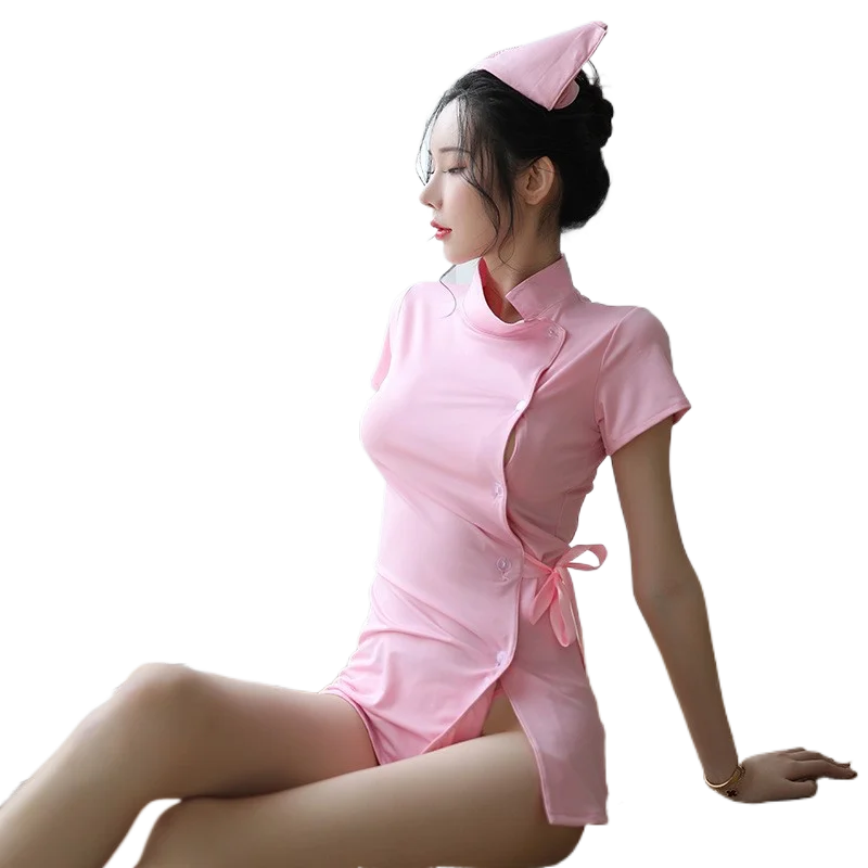 

Соблазнительное нижнее белье, сексуальная розовая кружевная форма медсестры с открытой спиной, соблазнительный костюм медсестры, соблазни...