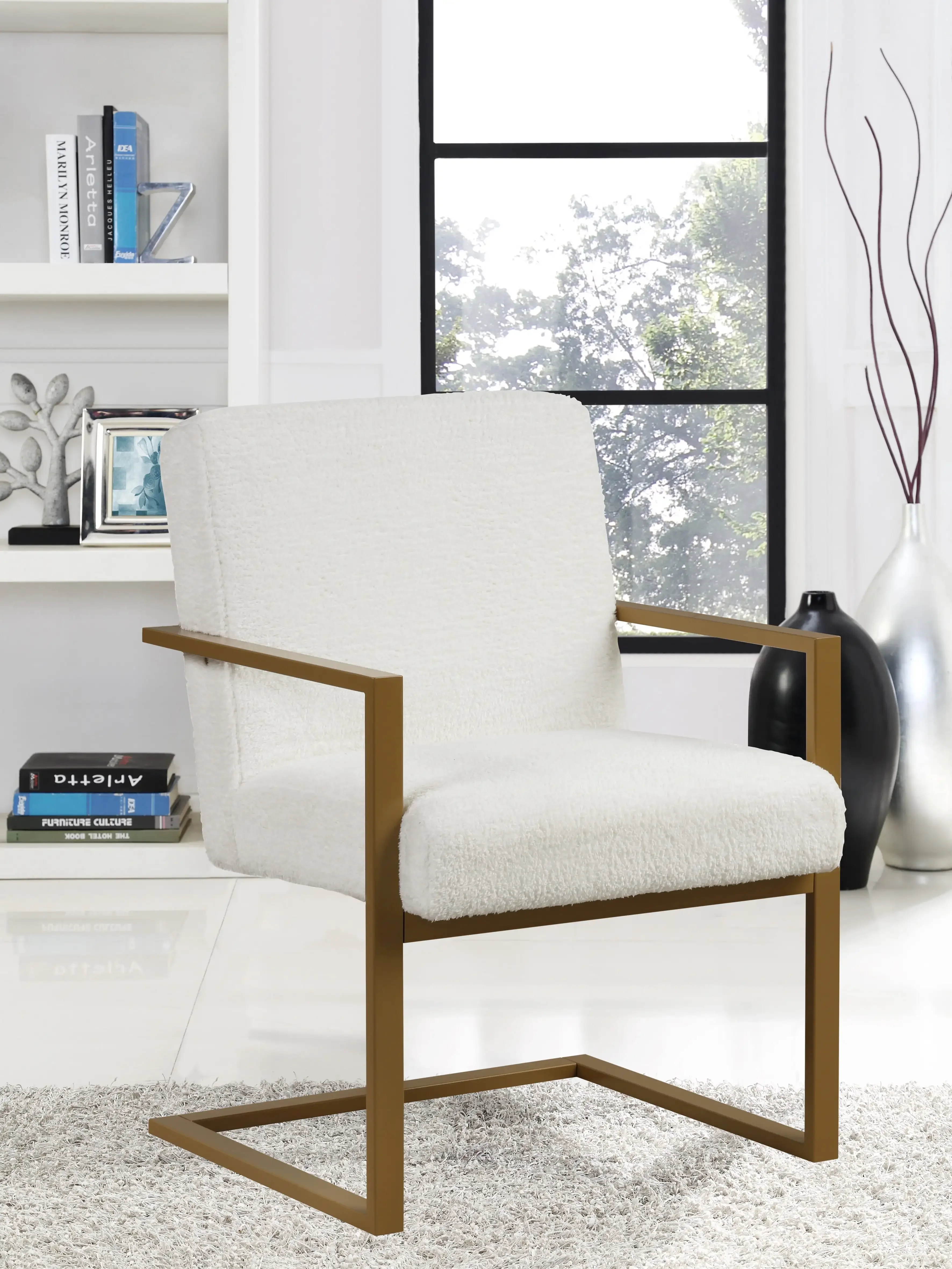 

Ember Interiors Silas Modern Lounge Chair with Arms, Cream Fabric