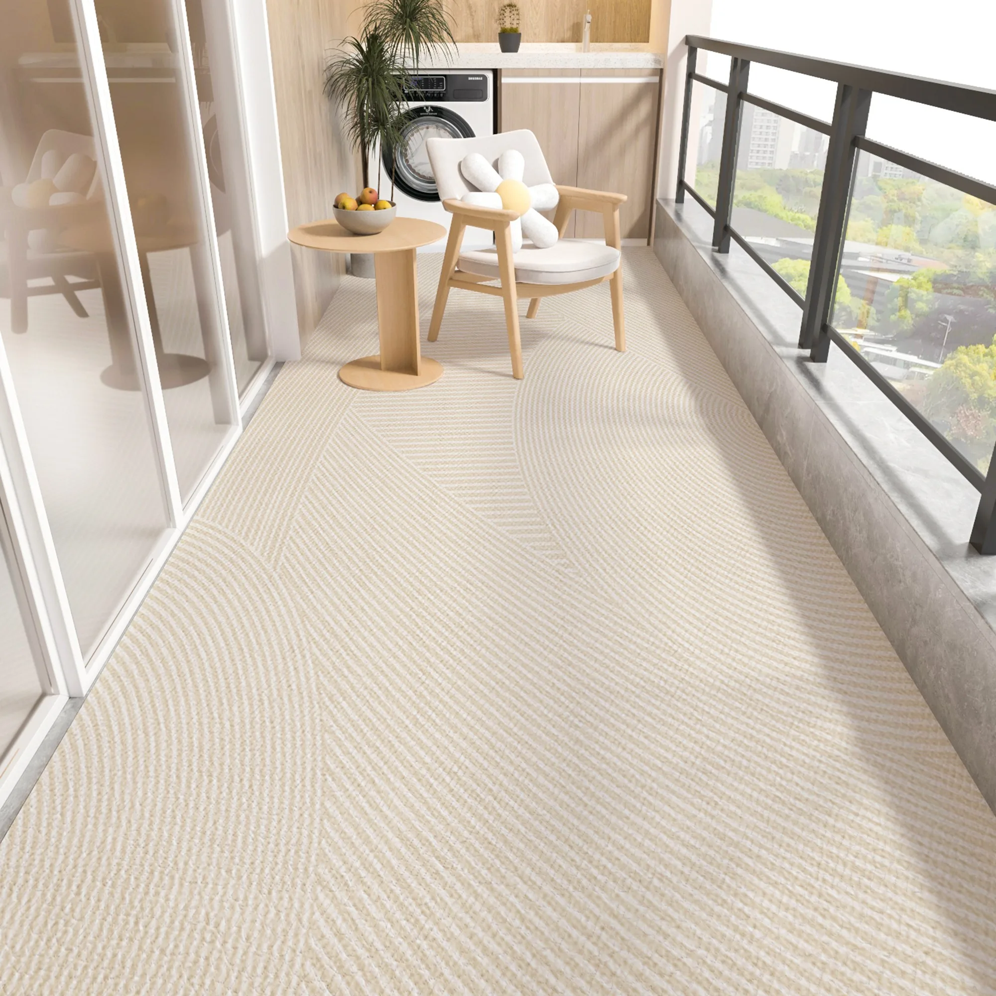 

Балконный напольный коврик, кожаный ковер из ПВХ, водонепроницаемые нескользящие коврики для ног, длинный полосатый ковер большого размера, японские полосатые украшения для дома, коврики