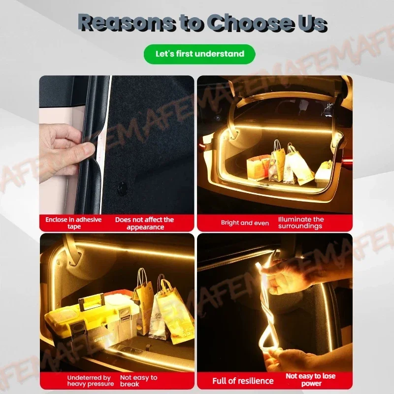 Фото Для Cadillac ATS, BLS, CT4, CT5, CT6, CTS, Escalade, XTS, XT5, SRX: Подсветка багажника автомобиля, модификация освещения багажника, декоративные автомобильные светильники №4