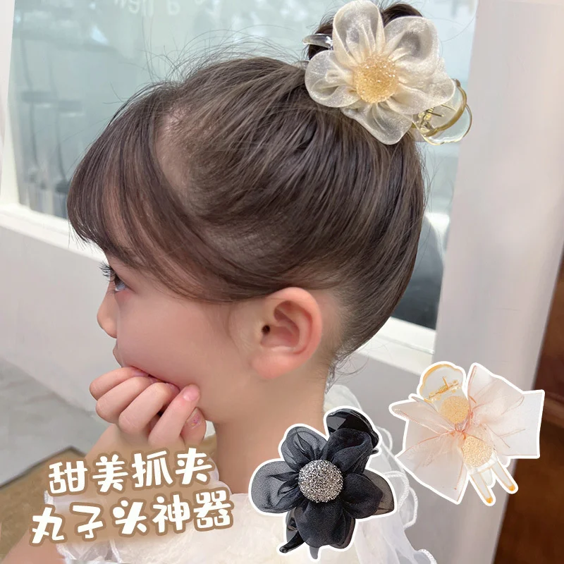 

Korean Girls Hair Clips Chiffon Flower Hair Claw Clip Ponytail Hairgrips Cute Bun Hairstyle Headwear Accessories Children Gift