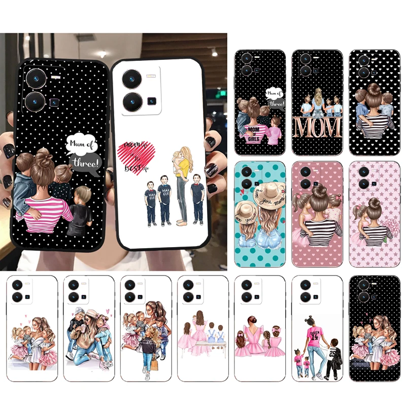 

Mom Son Daughter Phone Case for VIVO Y53S Y33S Y22S Y11S Y31 Y21 Y70 Y20 Y21S Y72 Y35 Y51 Y01 V23E V21 V23 V21E Funda