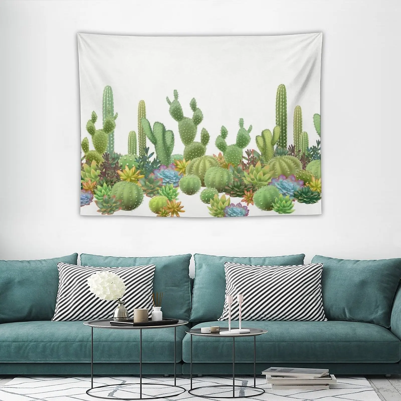 Milagritos радужные кактусы на белых фотообоях домашний декор для комнаты гобелен