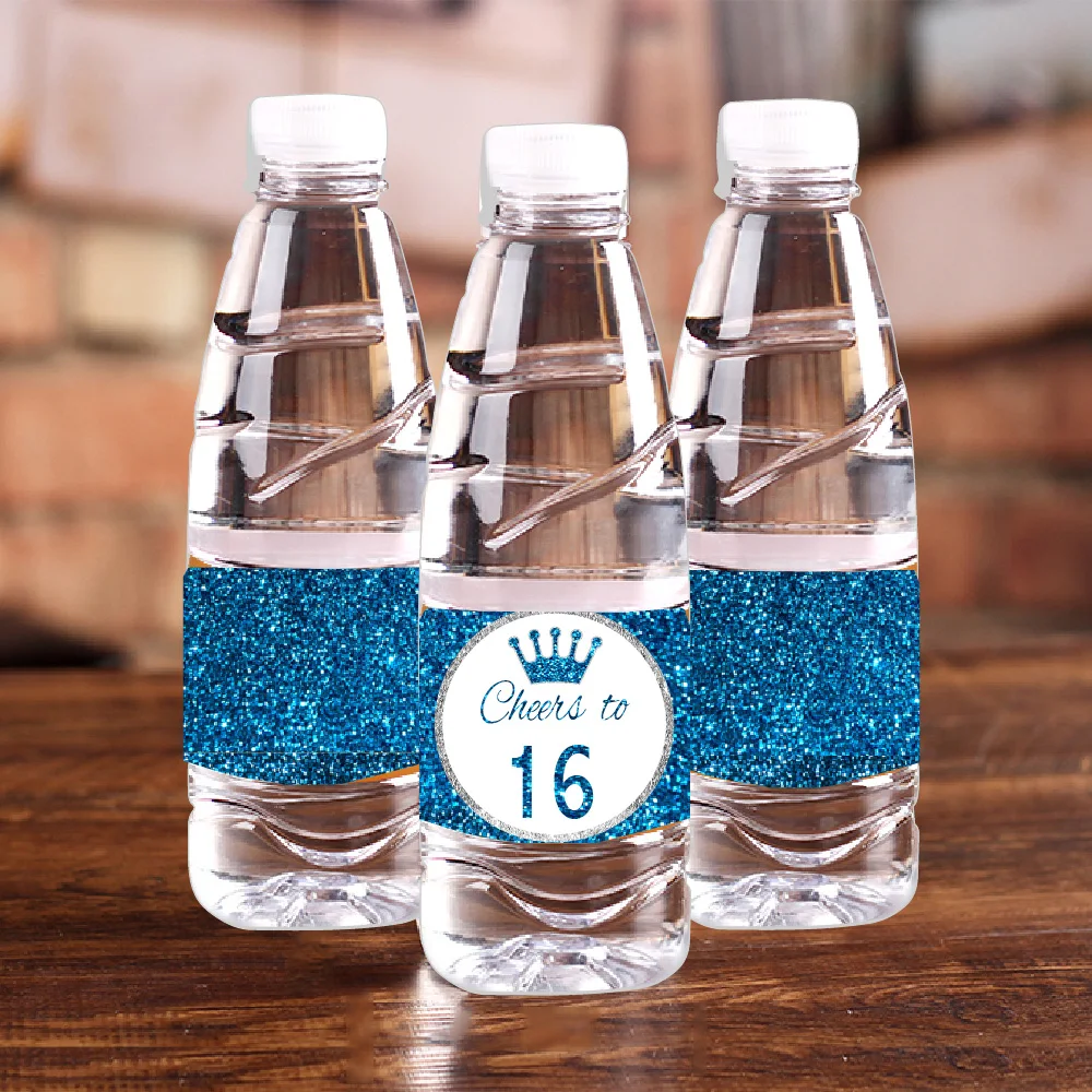 Rikivity Blue Glit Faux Cheers 21 Sweet 16 ярлыки для бутылок с водой наклейки обертка конфет