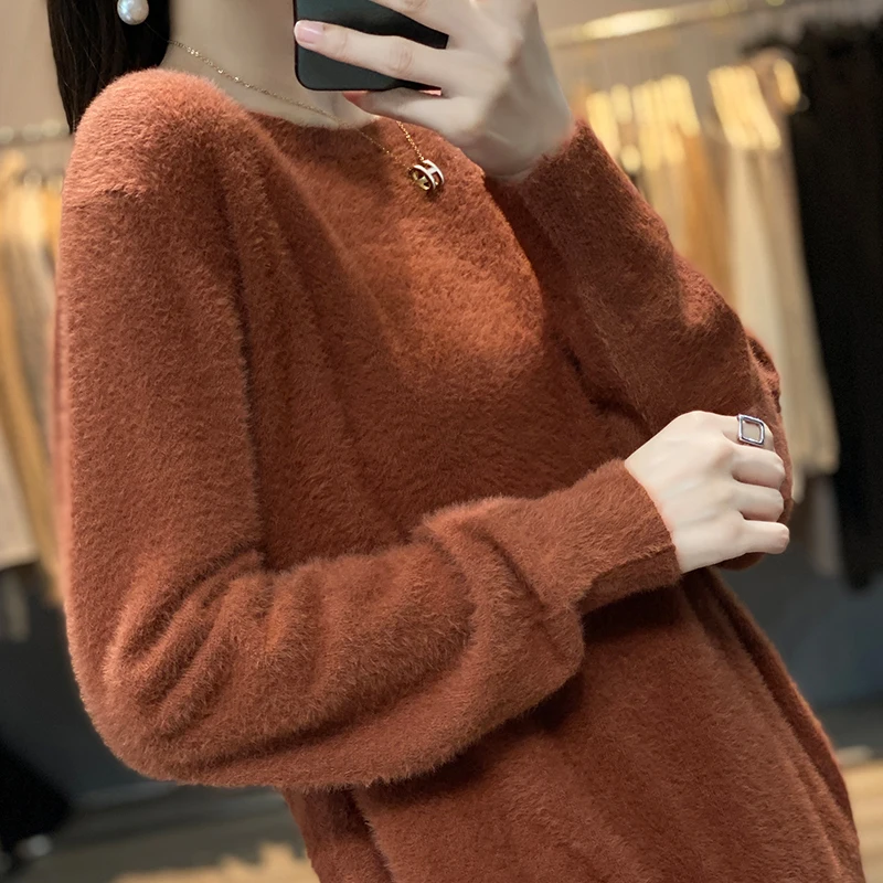 

2022 New Winter Mink Cashmere Sweater Women Jumper Loose Pullover Knitted water Mink Sweaters For Women Winter
