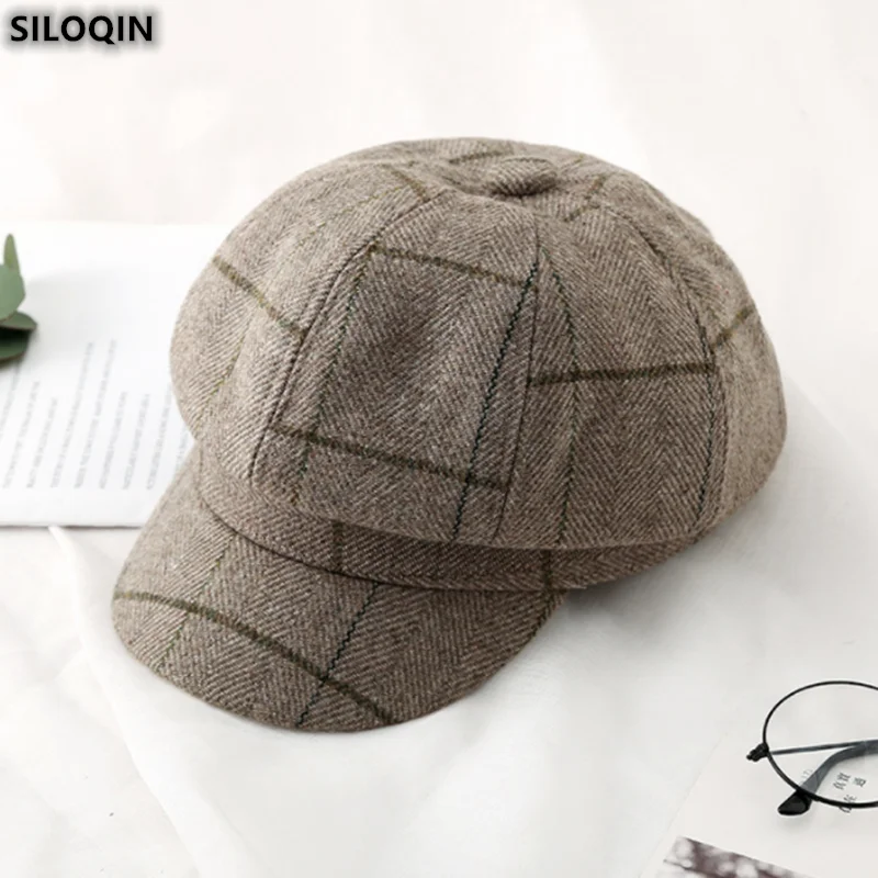 

New Millinery Autumn Winter Hat Women's Lattice Octagonal Hat Leisure Painter Hats Newsboy Cap Snapback Baseball Caps Casquette