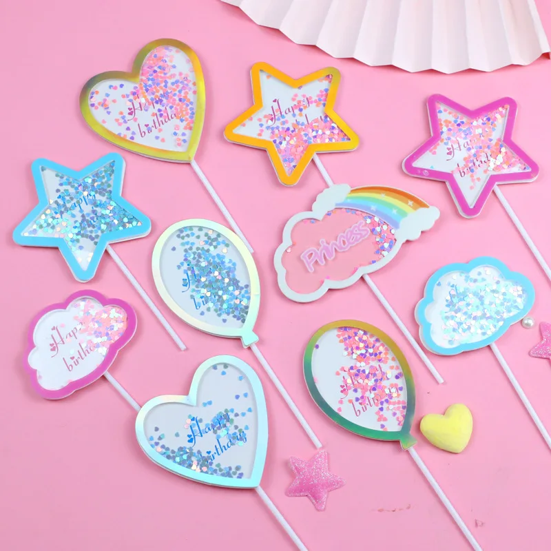 

Blue Pink Cake Topper Glittering Balloon Cloud Cake Topper Baby Birthday Party Home Party Decorations