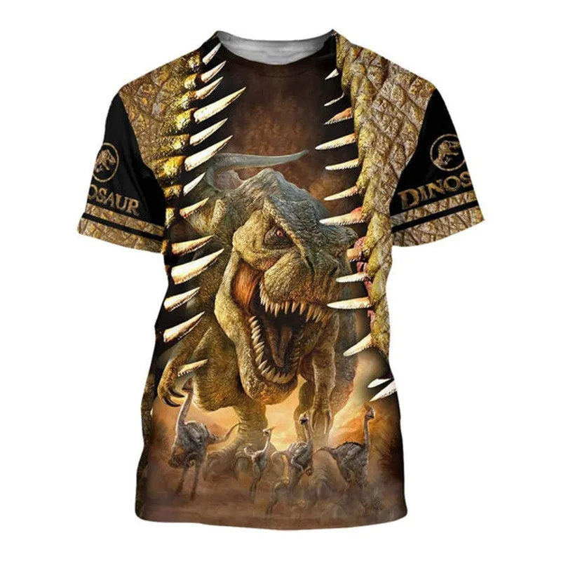 

Men's 3D Dinosaur Print Summer T-shirt, Large Loose Round Neck Top, Breathable, Comfortable Men's 6XL