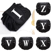 white letter print drawstring cosmetic bag travel storage makeup bag organizer make up pouch women portable toiletry beauty case