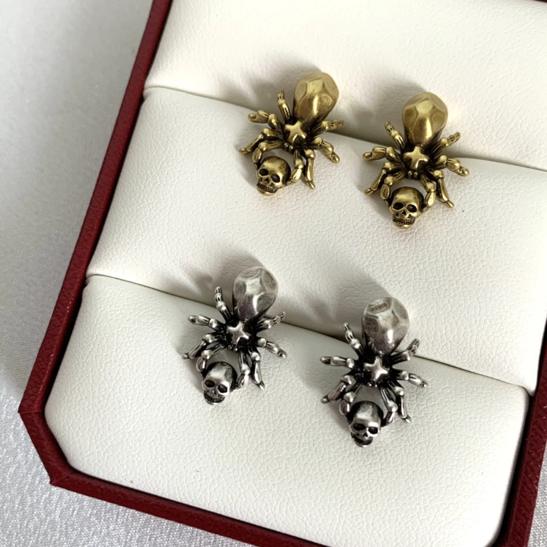 

Новые модные европейские латунные золотые серебряные серьги-пауки для мужчин и женщин ювелирные изделия дизайнерский бренд Готический бохо
