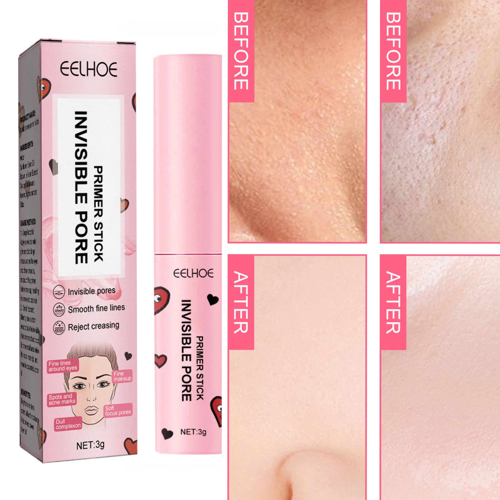 

Pore Invisible isolation Stick Moisturizing refreshing non-sticky invisible pore acne concealer brightening skin tone beautiful