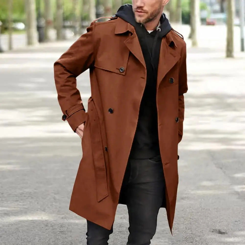 

Модная мужская облегающая двубортная Повседневная Верхняя одежда, весенняя куртка средней длины, повседневный мужской топ, осеннее пальто с длинными рукавами и лацканами