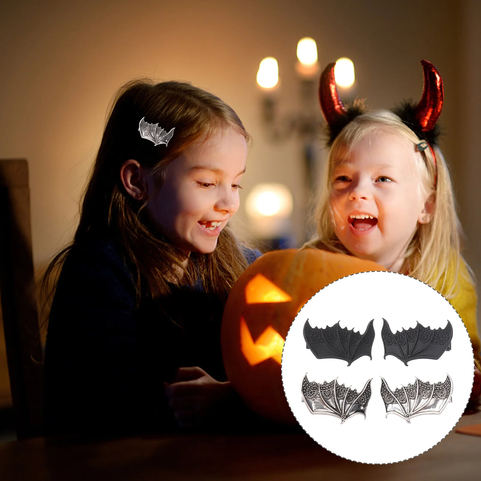 

2 Pairs Headband Decor Hair Clips Halloween Headpiece Accessories Kids Bands Women's Headgear Wing Hairband
