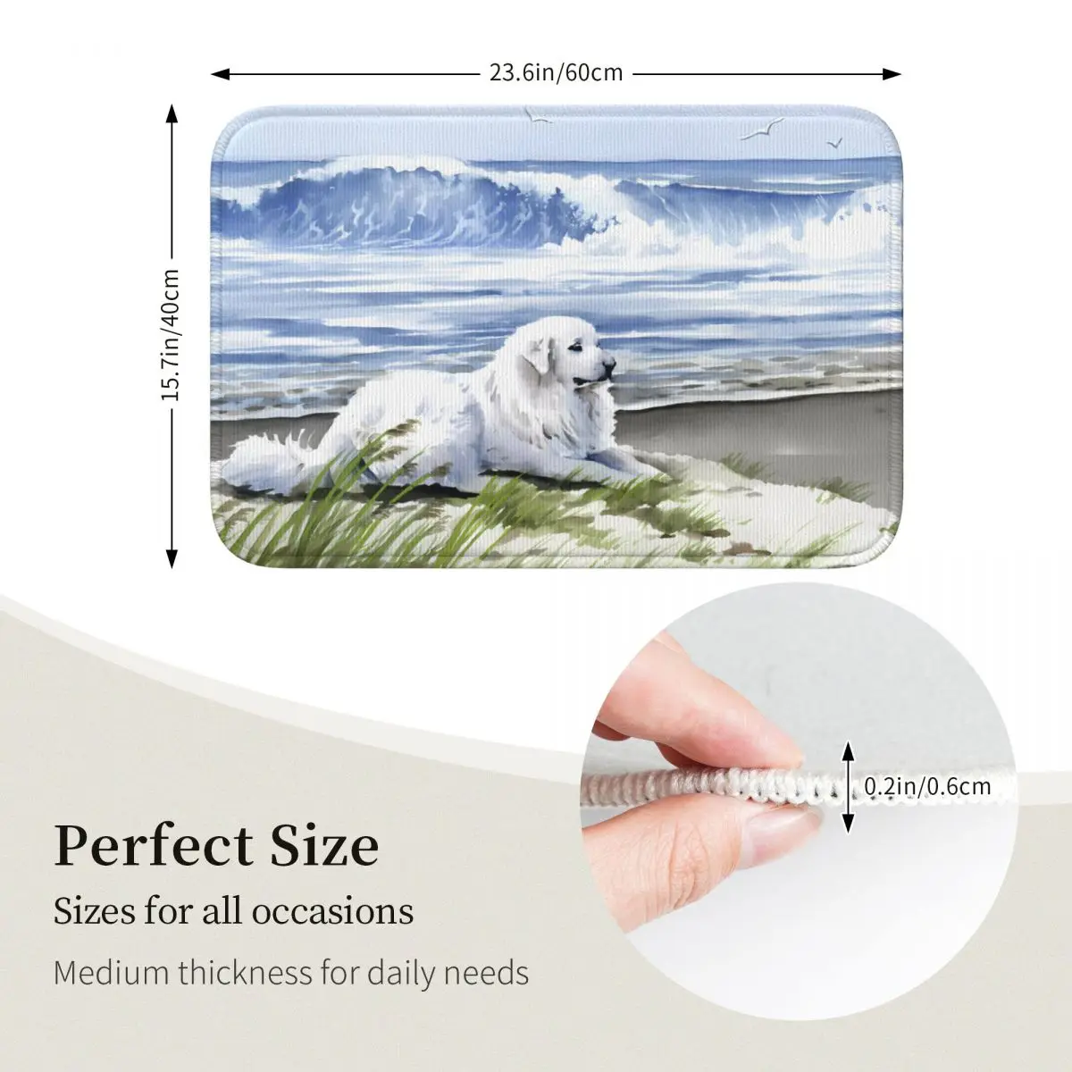 Great Pyrenees At The Beach Дэвид Роджерс Коврики для унитаза ванной Коврик Ковер Дом