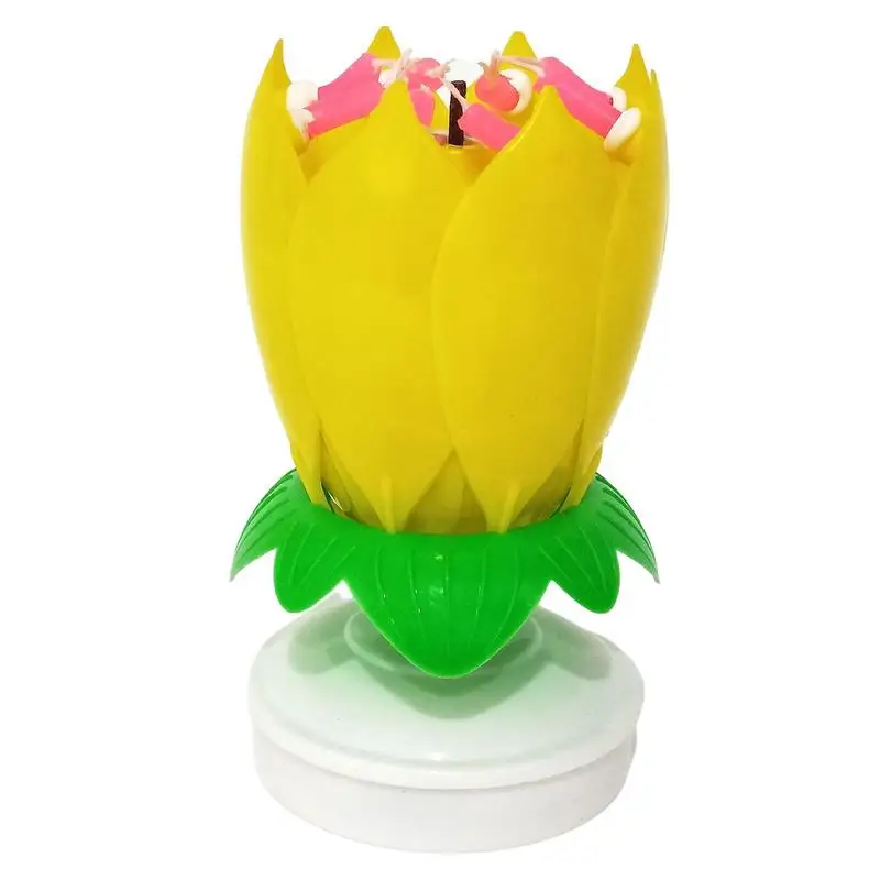 Musical Birthday Candle Rotating Lotus Musical Candle LED Festive Electric Visual Effect Solid Paraffin Unique Singing Candles