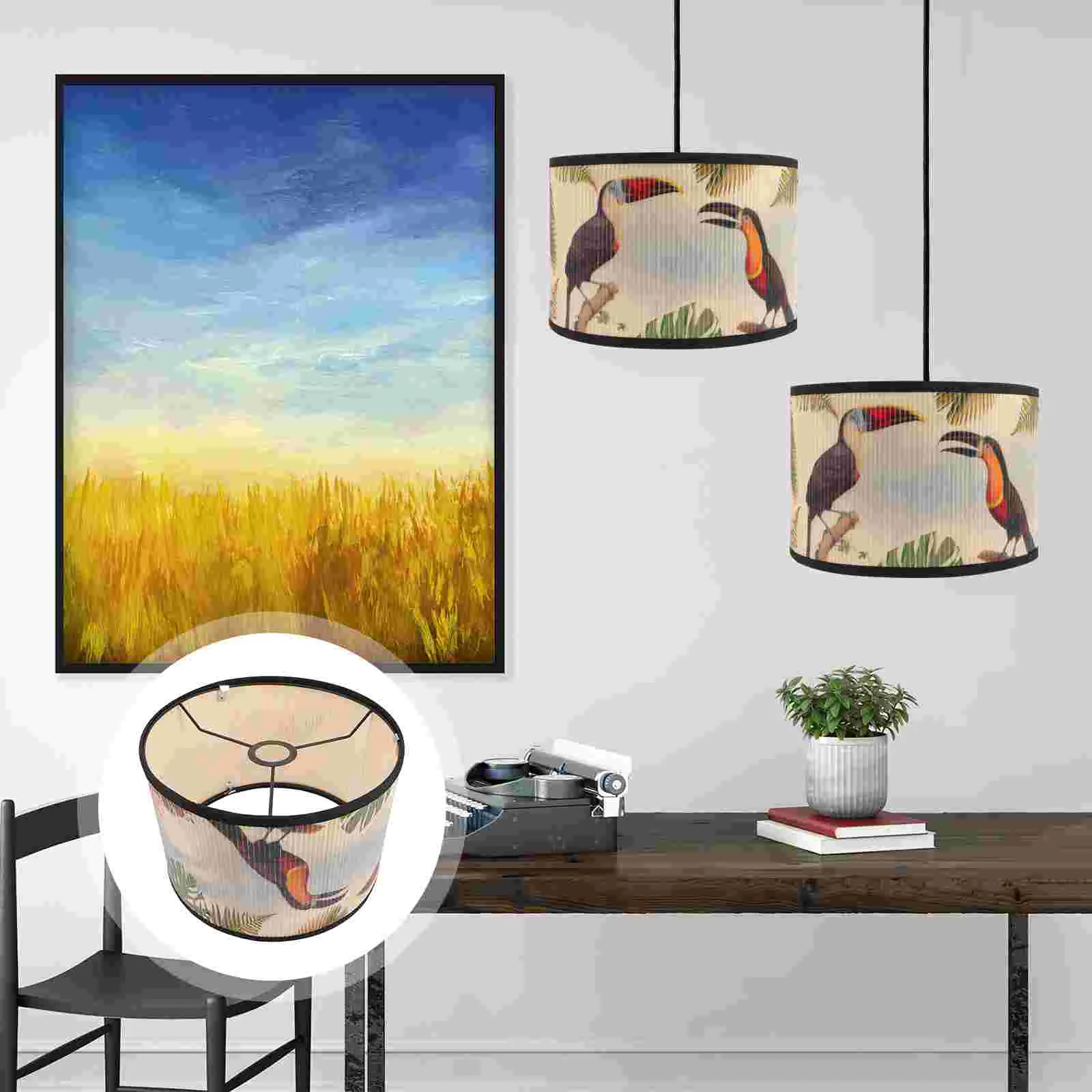 

Lamp Shade Lampshade Light Cover Chandelier Farmhouse Rustic Pendant Drum Table Replacement Barrel Lighting Fixtures Ceiling