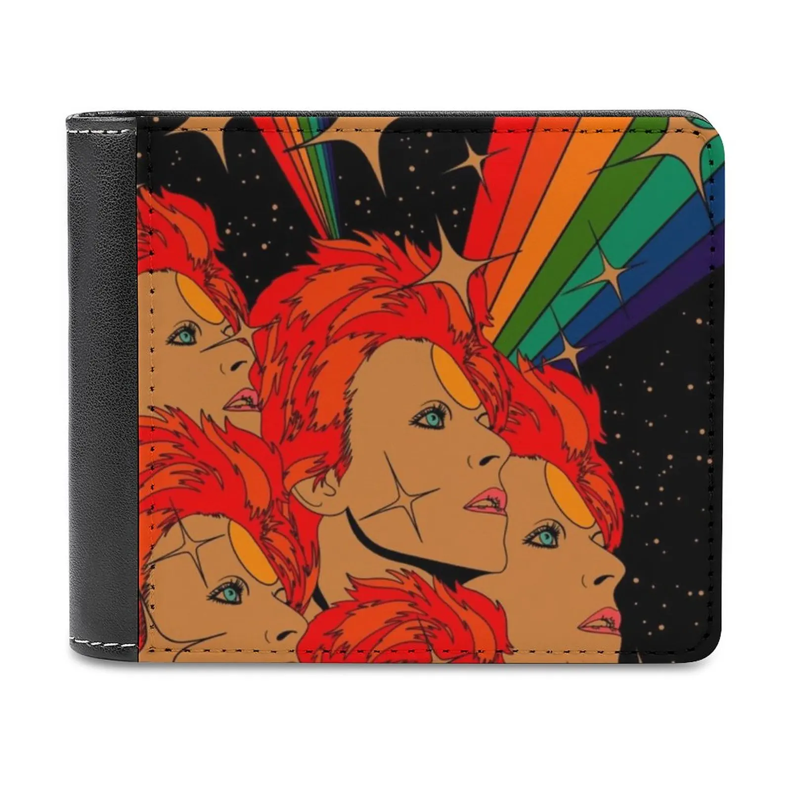 

Starman кожаный кошелек, мужской классический черный кошелек, держатель для кредитных карт, модный мужской кошелек, Радужный жениха, психоделический ретро-кошелек