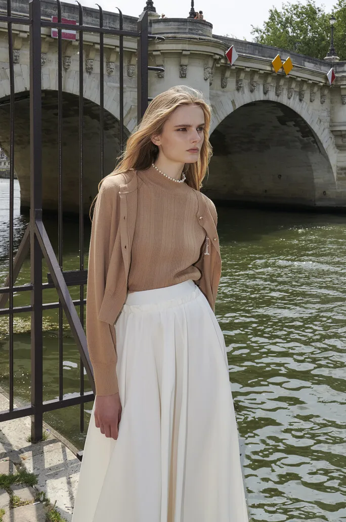 Изысканный и модный элегантный жилет из Южной Кореи 23 осенний жемчужный с