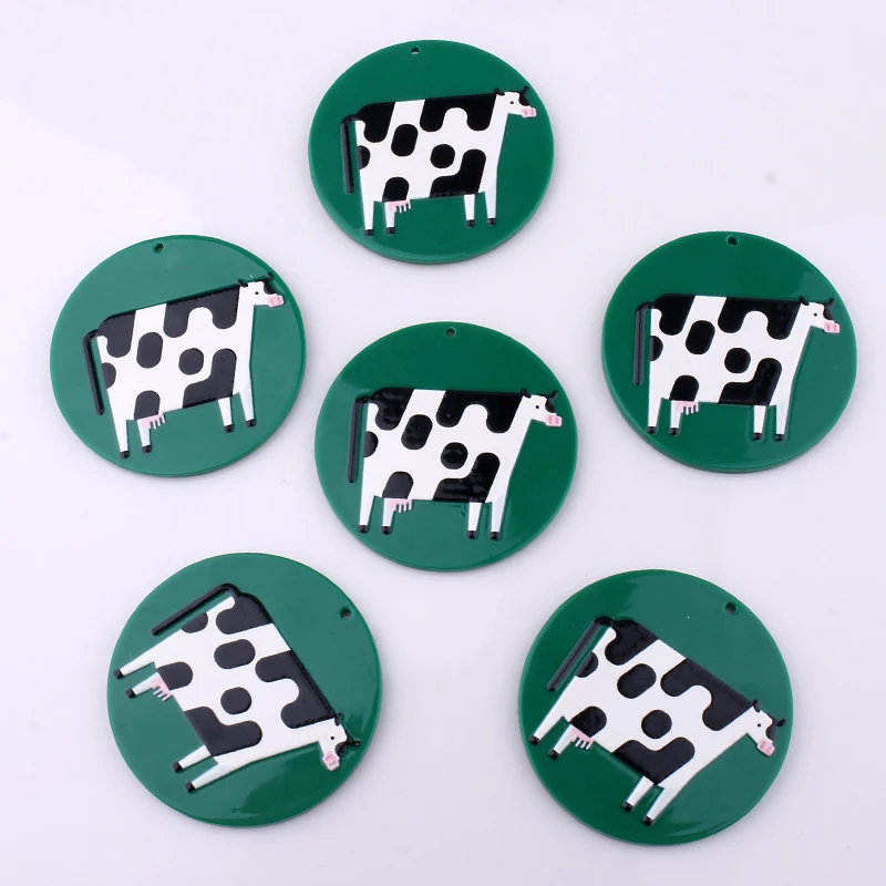 10 шт. 45x45 мм акриловая лампа с рисунком крупного рогатого скота для сережек
