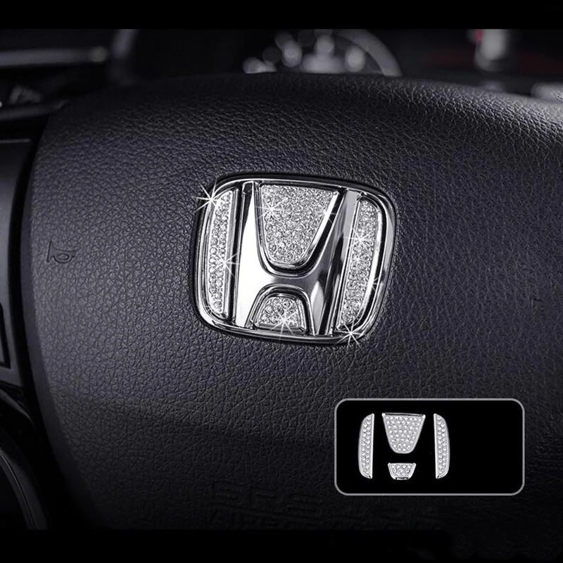 

Car Steering Wheel Logo Diamond Decoration Cover Stickers For Honda Accord Civic Fit CRV Spirior Elysion Odyssey Accessories