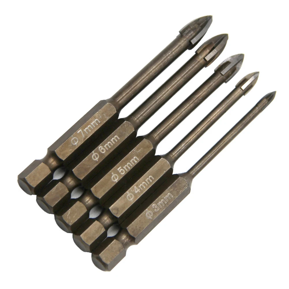 

5pcs Universal Hex Shank Drill Bit Set Concrete Ceramic Glass Tile Hole Opener Carbide Electric Screwdriver Head Part