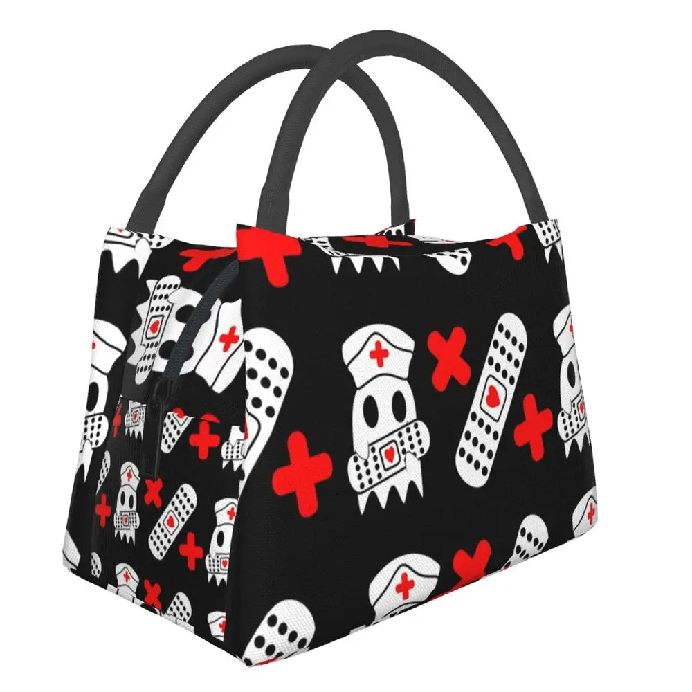 

Ghost Nurse Boo Boo Crew Pattern Thermal Insulated Lunch Bag Women Resuable Lunch Tote for Office Outdoor Storage Meal Food Box