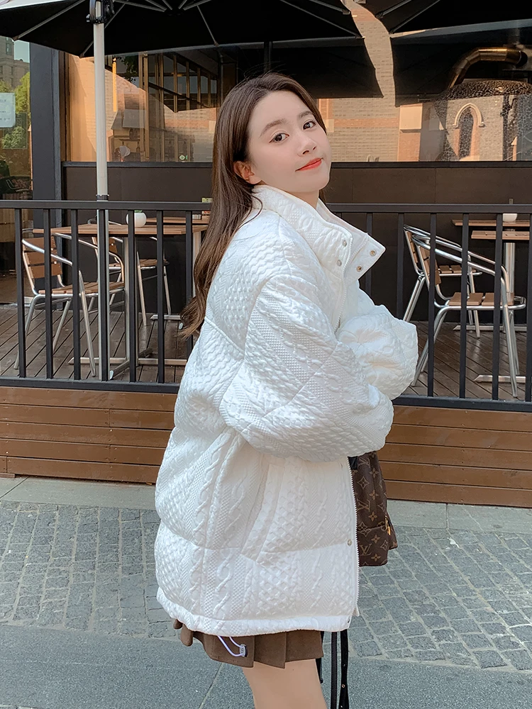 Белый пуховик Design Sense одежда с хлопковой подкладкой женская зимняя студенческая