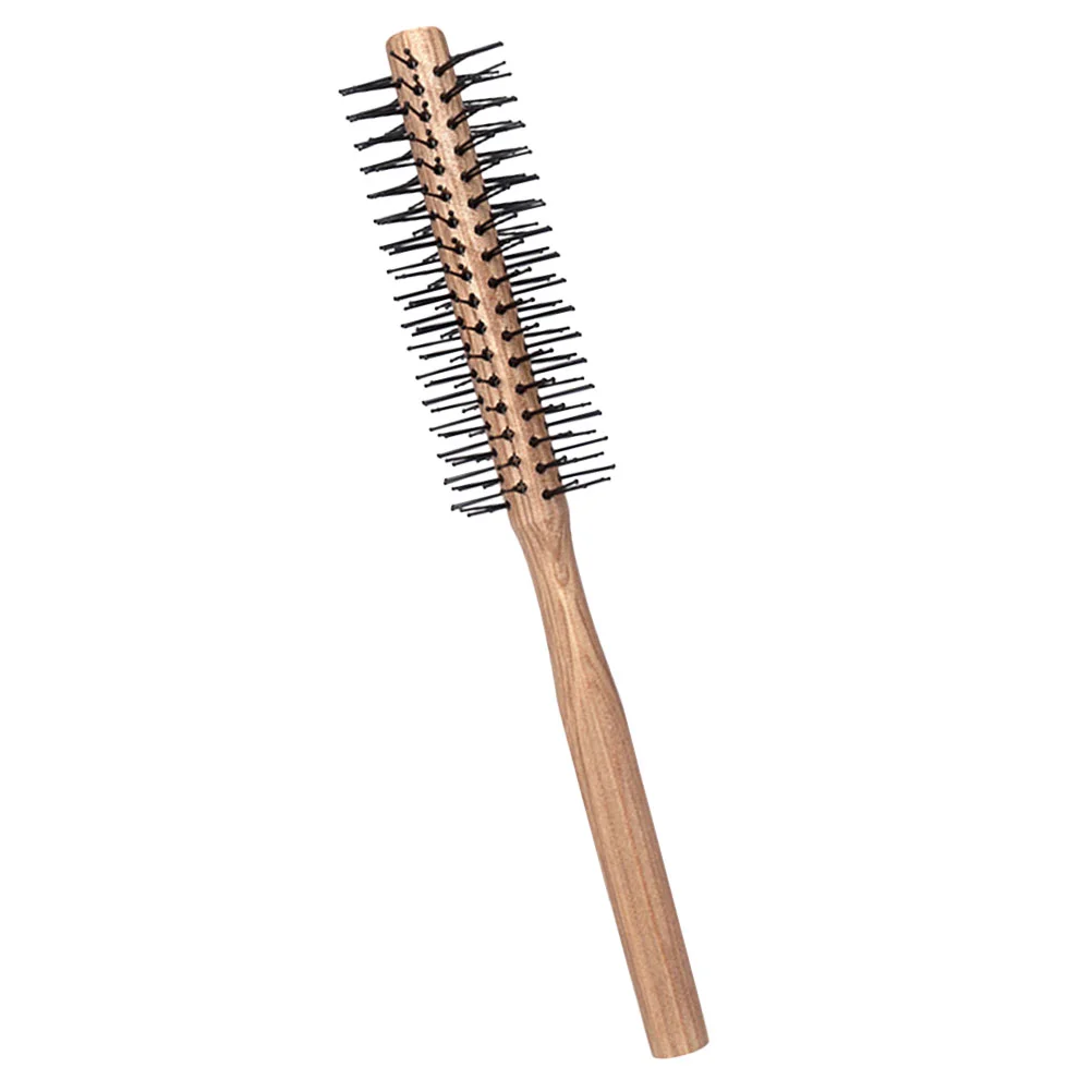 

Mini Comb Curling Hairbrushes Women Blow Drying Wood Roller Styling Curly Solid