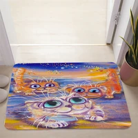 cartoon mini door mat anti slip entrance living room rugs absorbent quick dry square polyester bath mat lovely big eyes cat mat