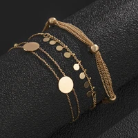 kunjoe bohemian sequin tassel pendant bracelet for women vintage fashion multilayer ethnic style chain bracelet girls jewelry