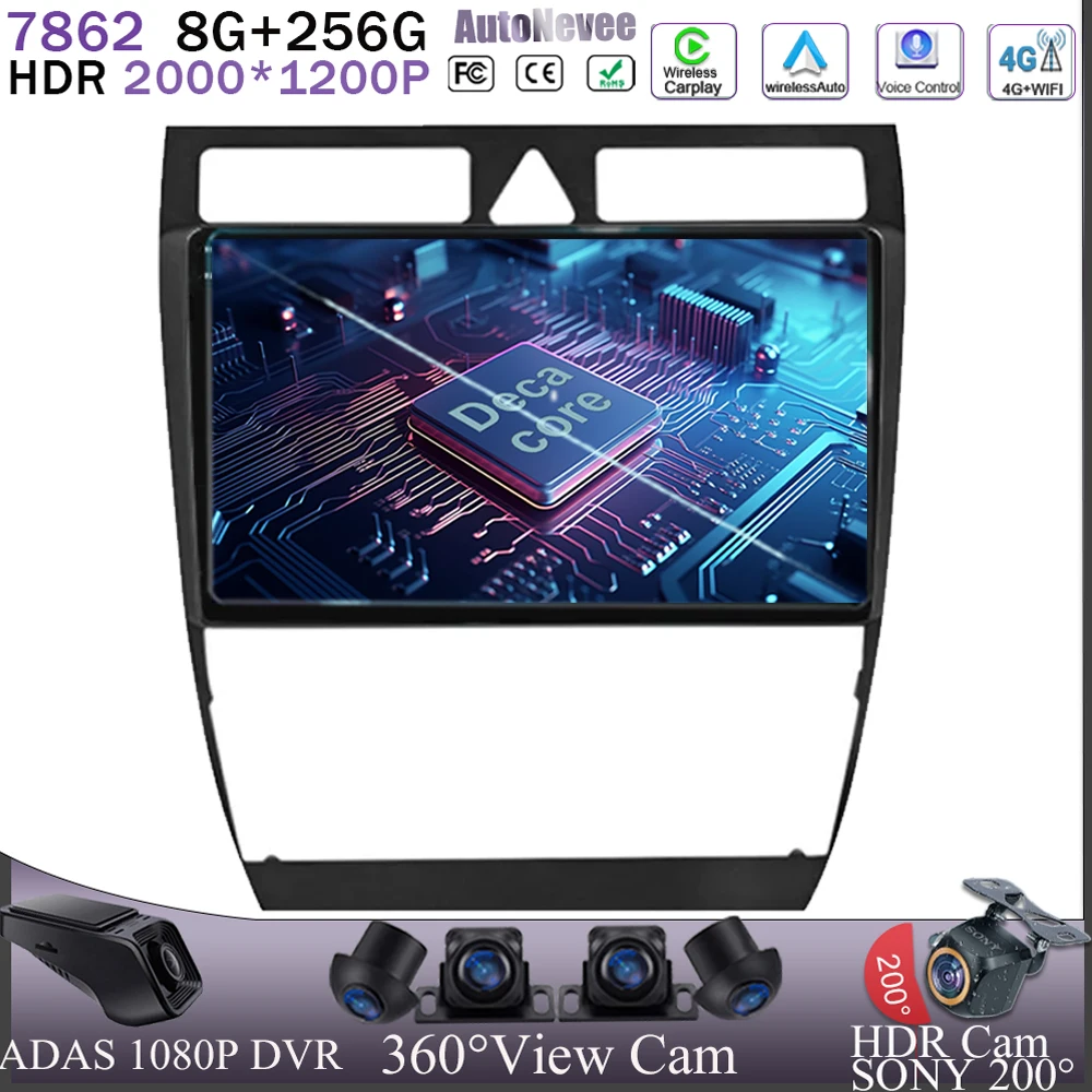 

For Audi A6 C5 1997-2004 S6 2 1999-2004 Multimedia Android Auto Radio Screen Car Player GPS Head Unit TV Navigation DVD NO 2DIN