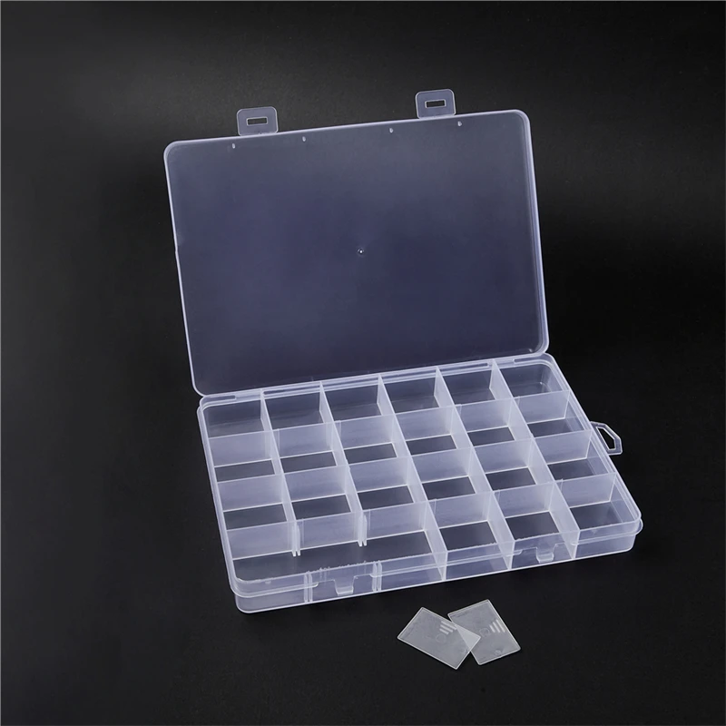 24 Grids Practical  Compartment PP Plastic Storage Box Round Beads Jewelry Earring Bead Screw Holder Case Display Organizer Cont images - 6