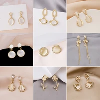 womens earrings 925 silver needle flowers water droplets geometry long fringed earrings leaves new korean fashion accessories
