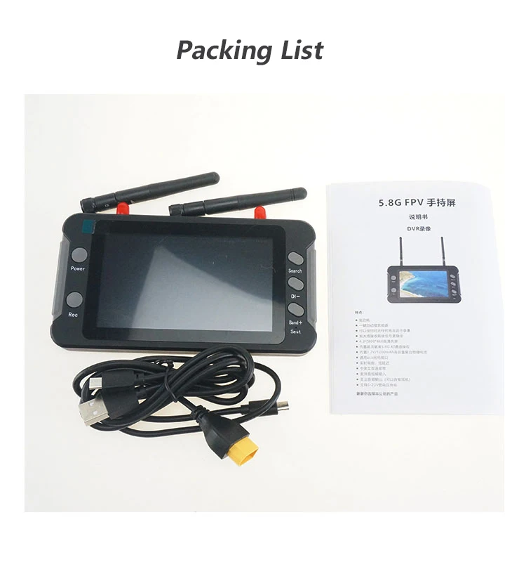 Фото SoloGood 800*480 5,8G FPV-монитор с DVR 40CH 4,3-дюймовый ЖК-дисплей 16:9 NTSC/PAL Автоматический поиск Запись видео №1