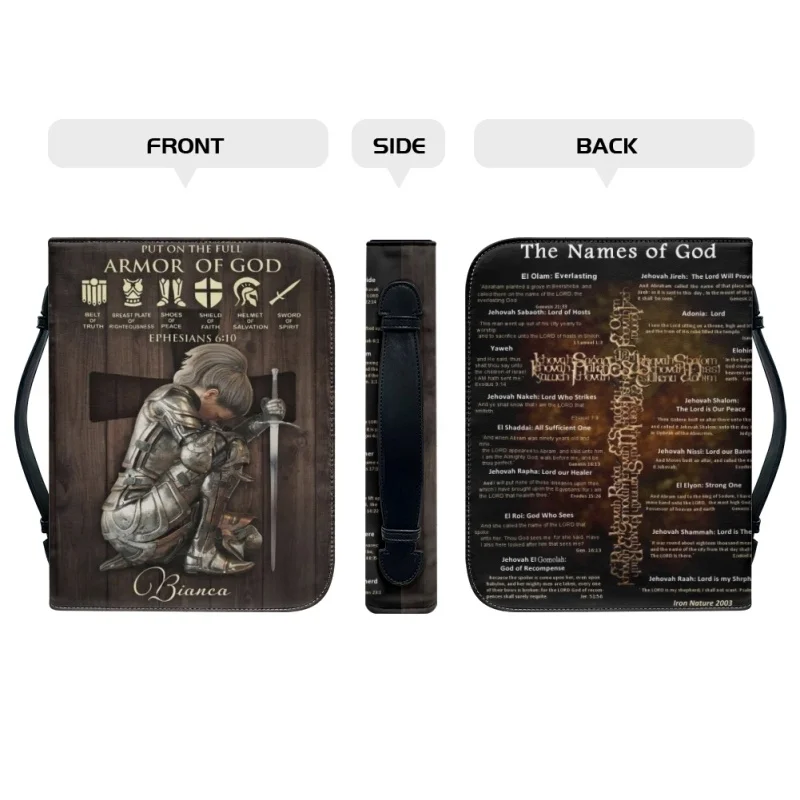 Hot Customized Luxury PU Leather Bible Cover Case Handbag For Women Storage Study Book Holy Boxes Zippered Bags Paquete Bíblico