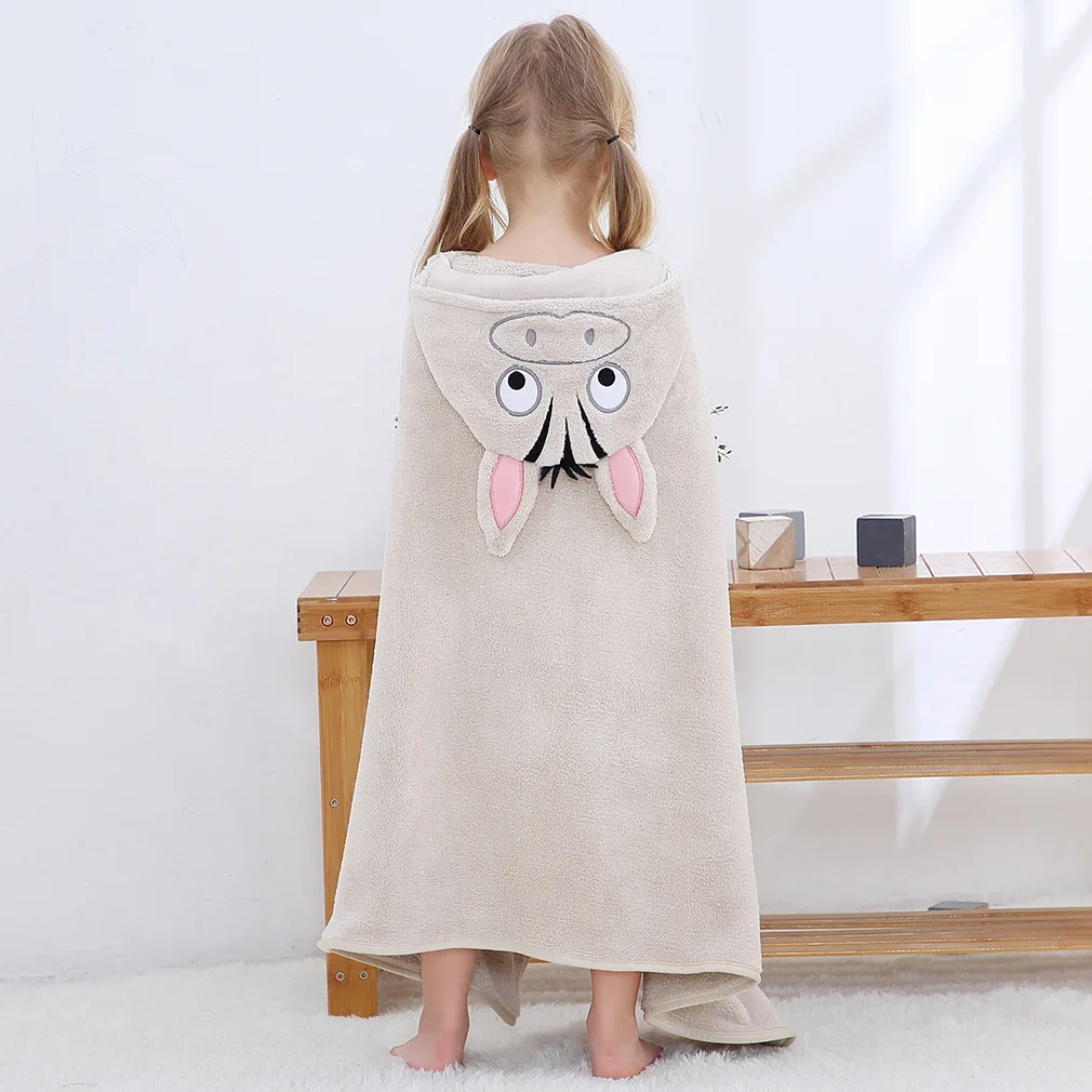 New Polyester Brocade Coral Fleece Bathrobe Children's Soft Absorbent Beach Towel Baby Blanket Bath Towel Swimming Bath Towel