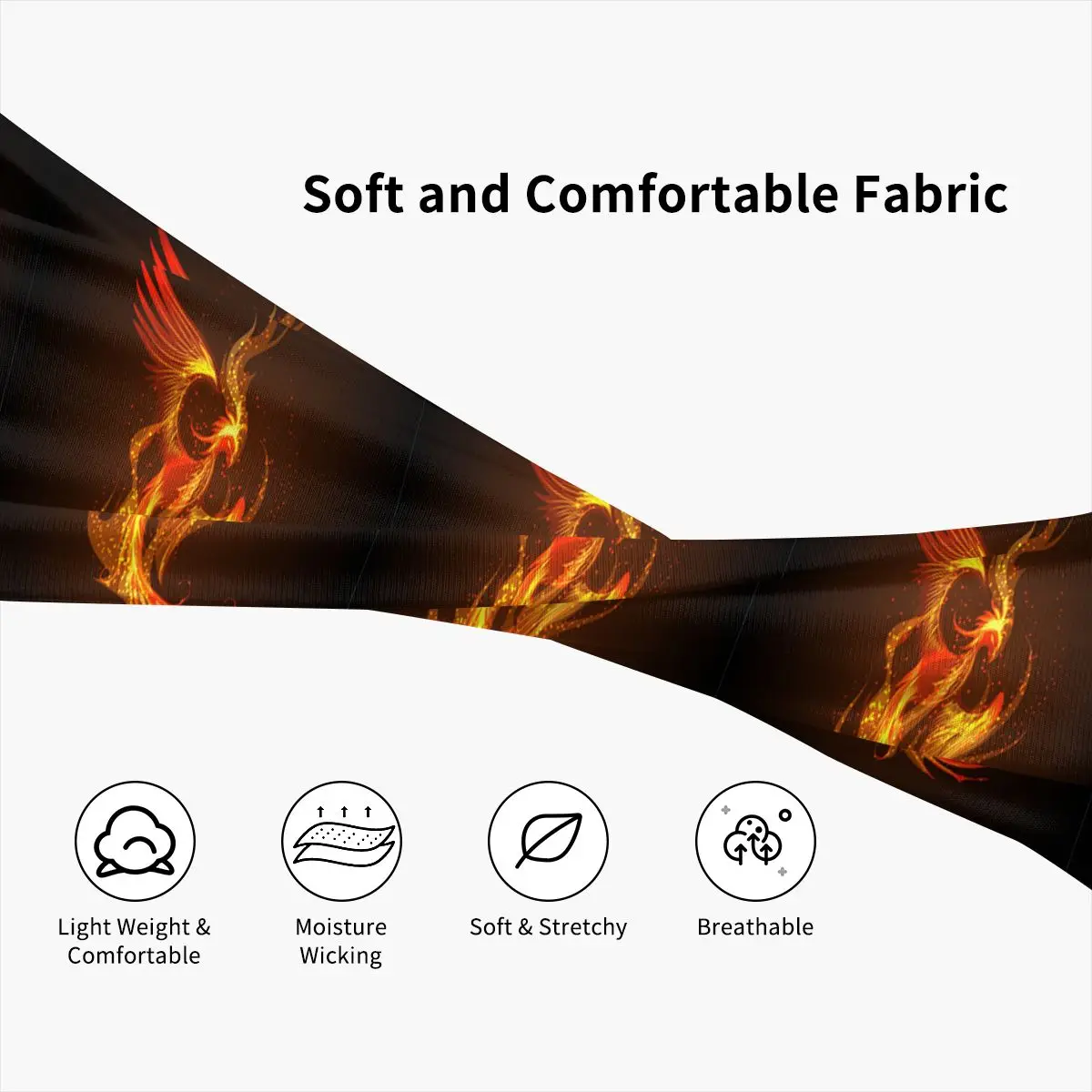 Повязка на голову с рисунком птицы Феникса поднимающейся из золы эластичная