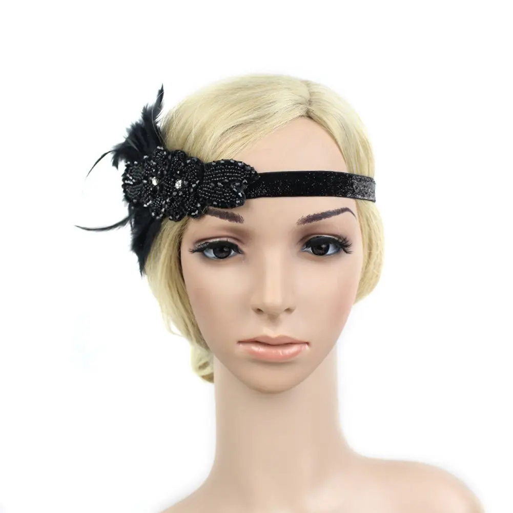 

1920s, vintage black sequins, Gatsby Women’s headdress