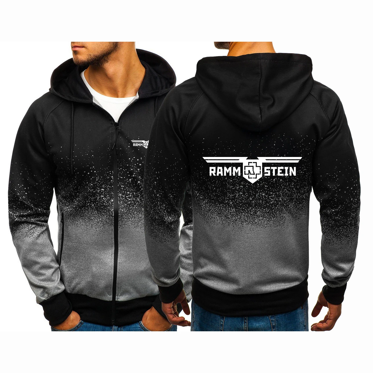 

RAMSTEIN Germany Metal Band 2023 Men's New Spring Autumn Printing Hoodies Zipper Jackets Sweatshirts Casual Gradient Color Coat