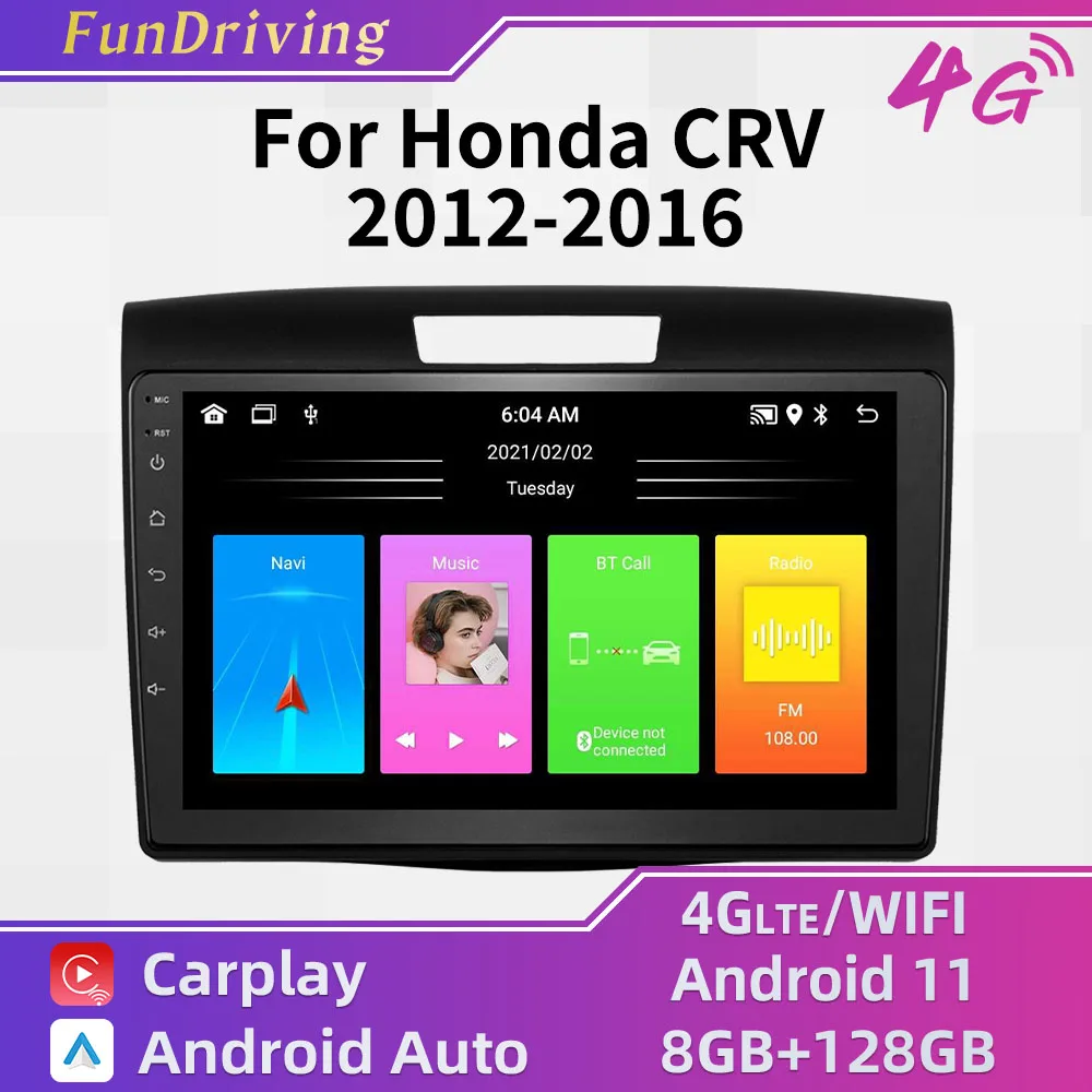 For Honda CRV 2012-2016 2 Din Android Car Radio Multimedia Audio Player Car Stereo GPS Navigation WIFI FM 4G Head Unit Autoradio