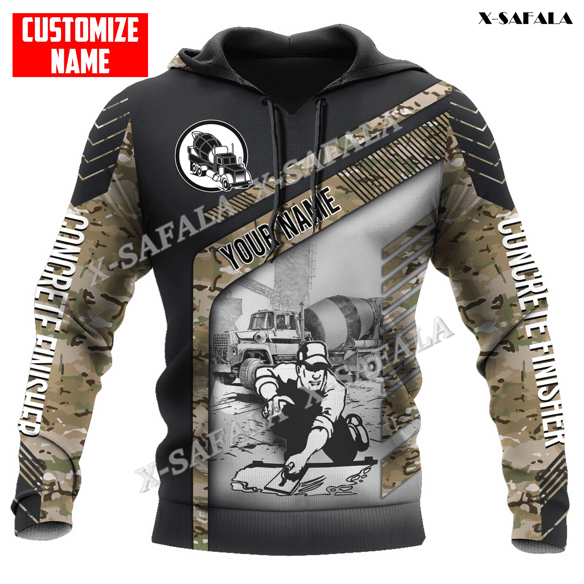 

Concrete Finisher Camouflage Skull Tattoo Gift 3D Print Zipper Hoodie Men Pullover Sweatshirt Hooded Jersey Tracksuits Outwear