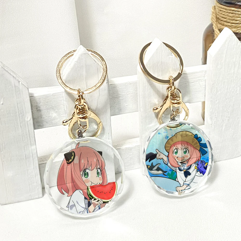 

Anime SPY×FAMILY Anya Forger Transparent Keychain Cosplay Acrylic Figure Keyring 3475 Kids Collection Toy